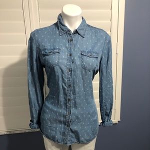 Dress Barn Button up blue denim top